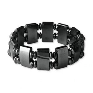 Chunky Gunmetal Hematite Rectangle & Rondelles Bracelet